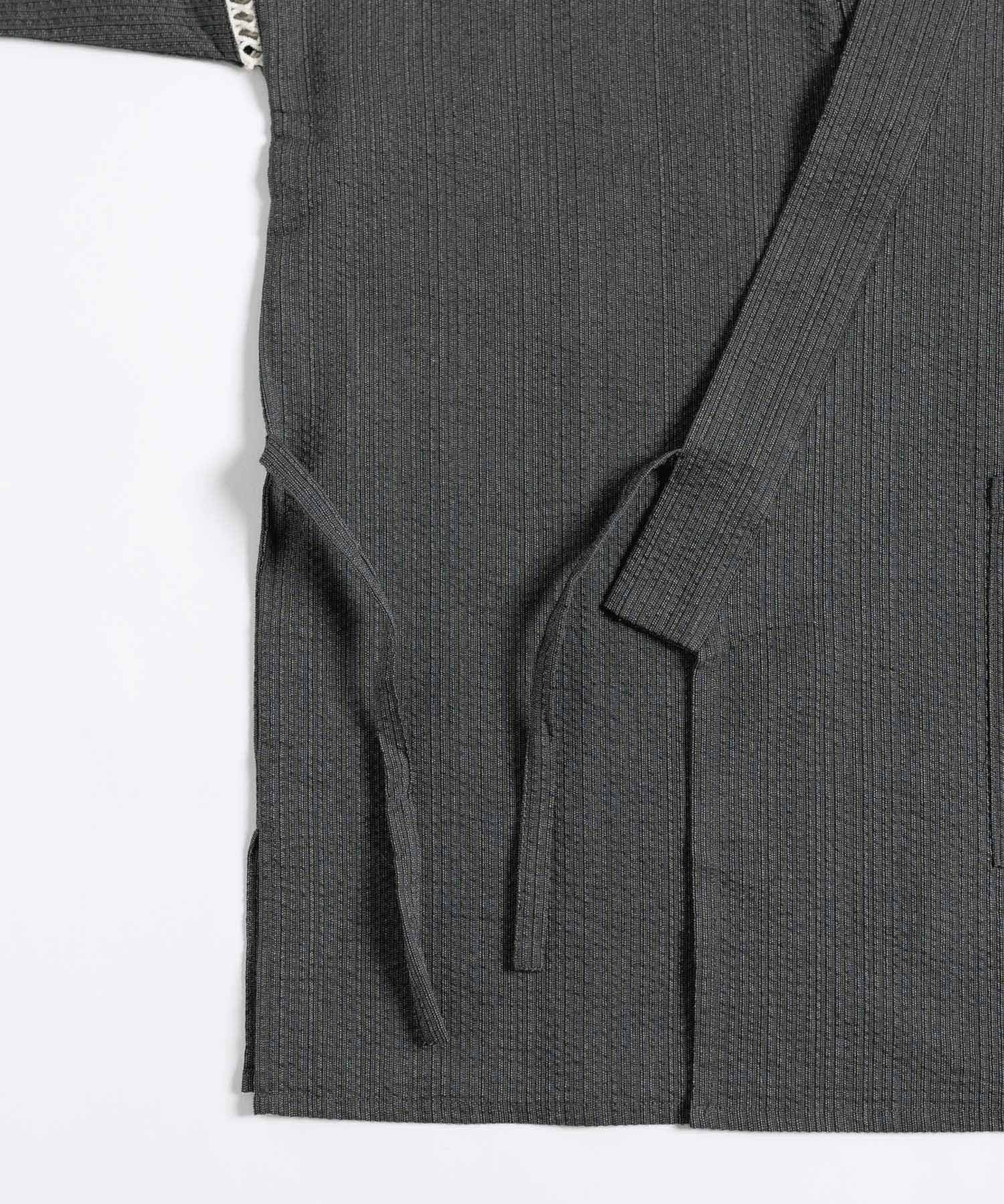 しじら織り甚平 上下セット 無地/ストライプ 14156