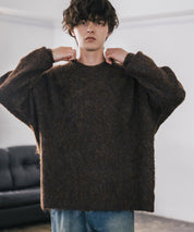 オーバーサイズウール混ミックス糸プルオーバーニットセーター 14548