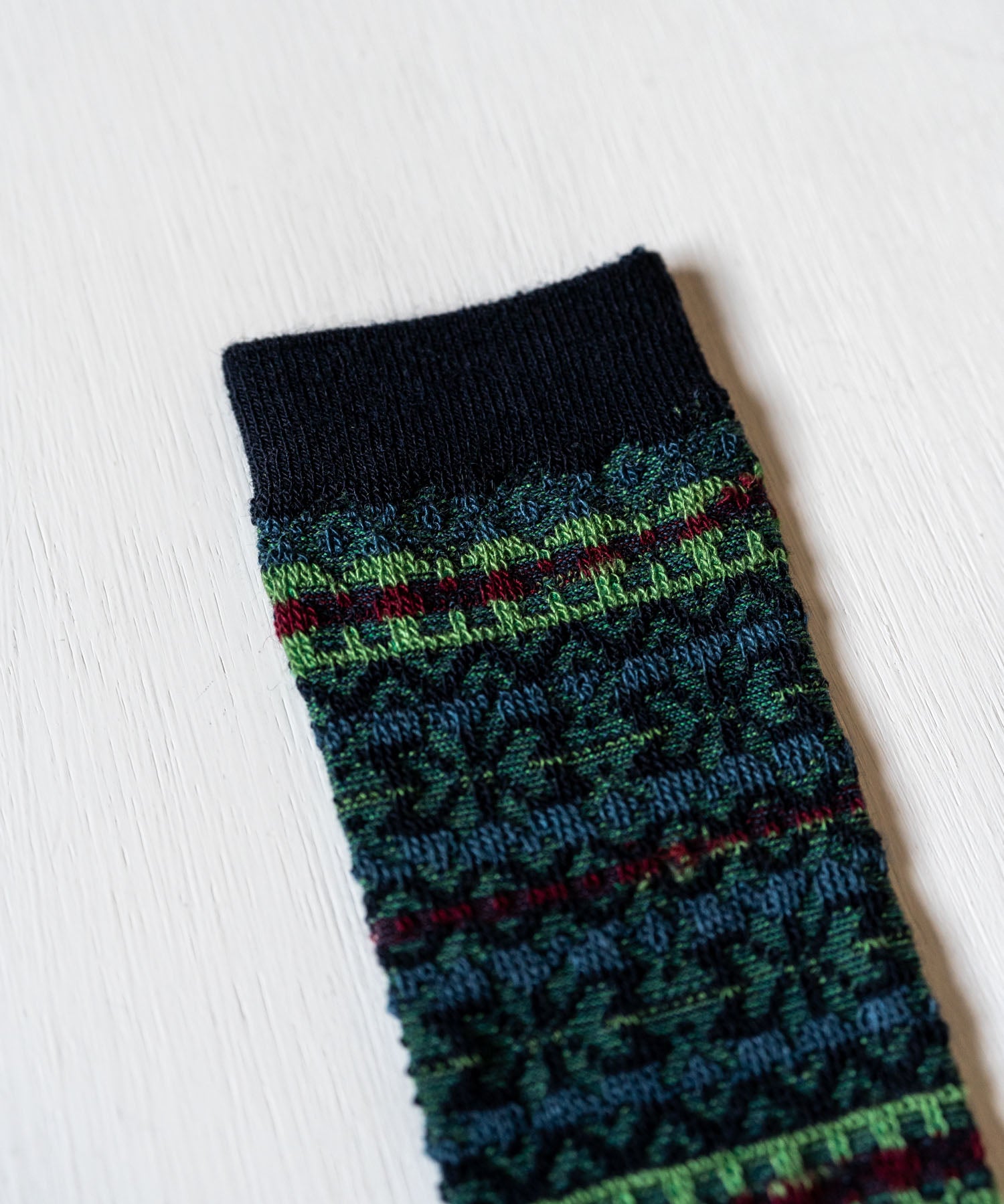 ANONYMOUSISM アノニマスイズム 日本製 国産 Reverse FailrIsle JQ Crew リバースフェアアイルクルー丈ジャカードスニーカーソックス 15398