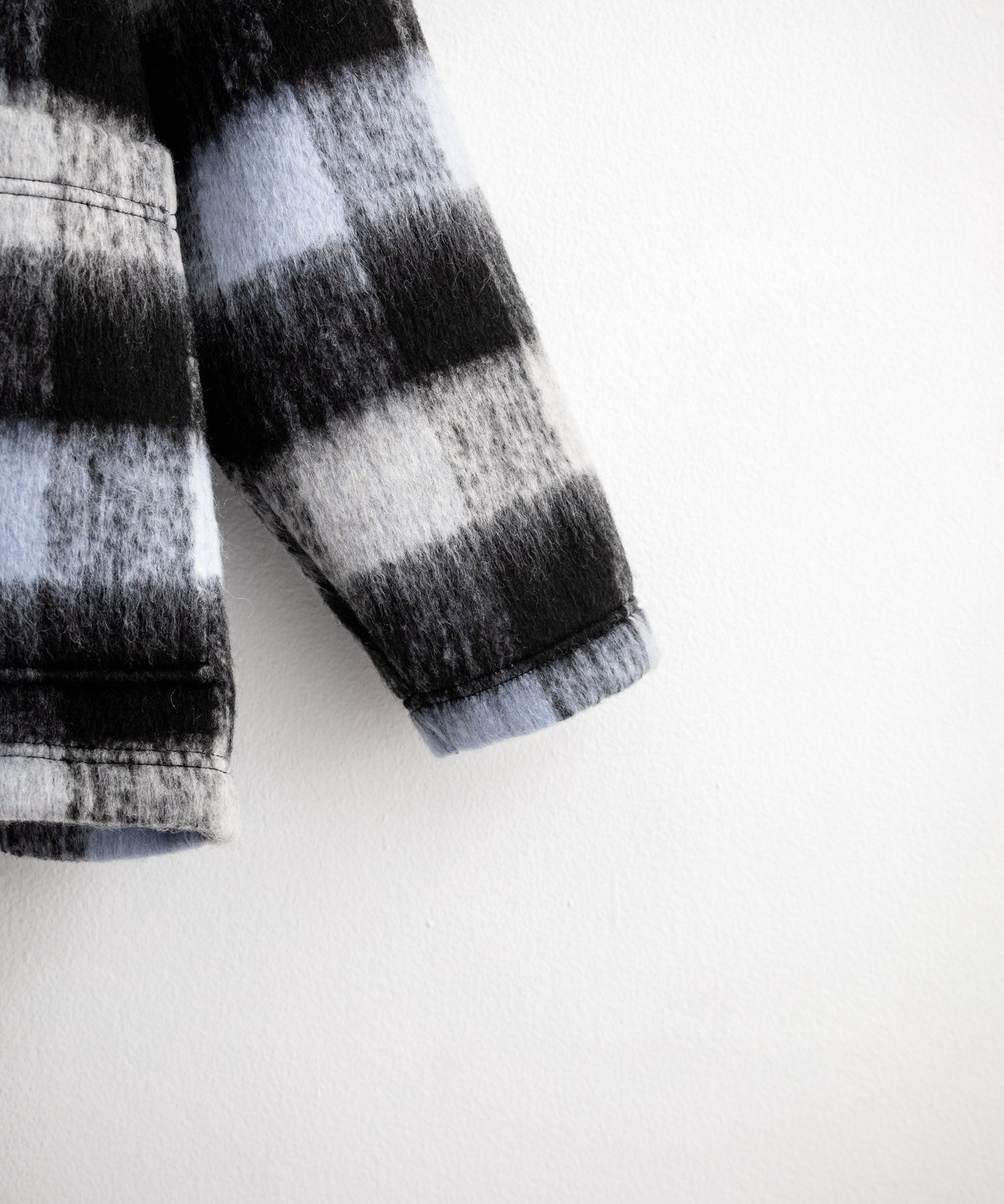 Upscape Audience アップスケープオーディエンス 日本製 国産 ECOLANA オーバーサイズシャギーチェックノーカラージャケット AUD7339 14897