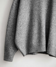 オーバーサイズ5Gウール混天竺ショート丈クルーネックニットセーター 15192