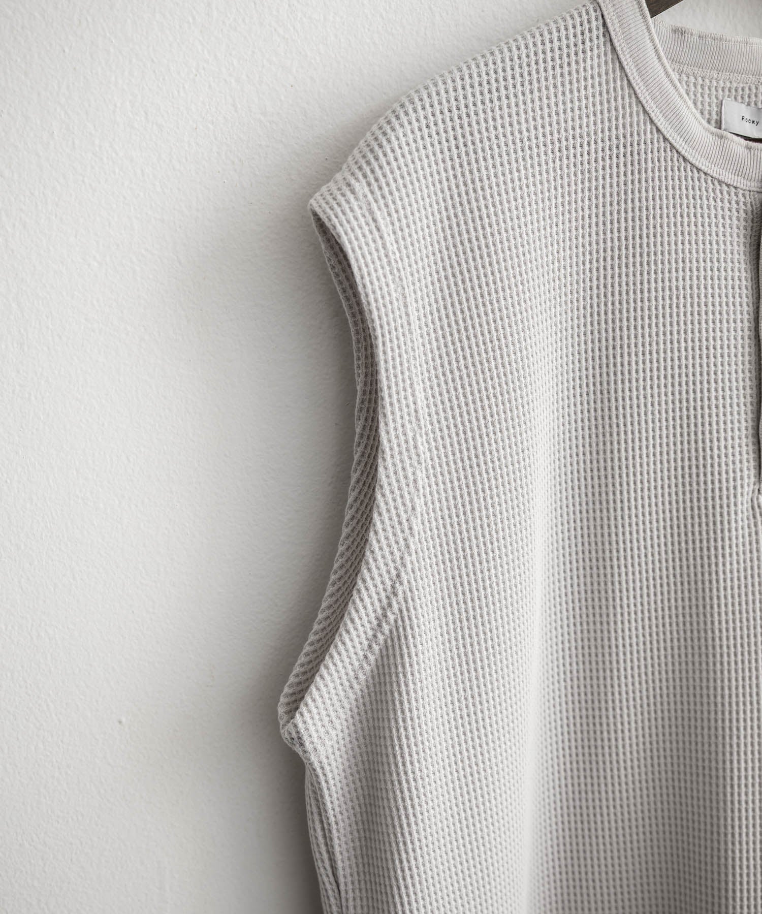 オーバーサイズ T/Cワッフルヘンリーネックタンクトップ 15577