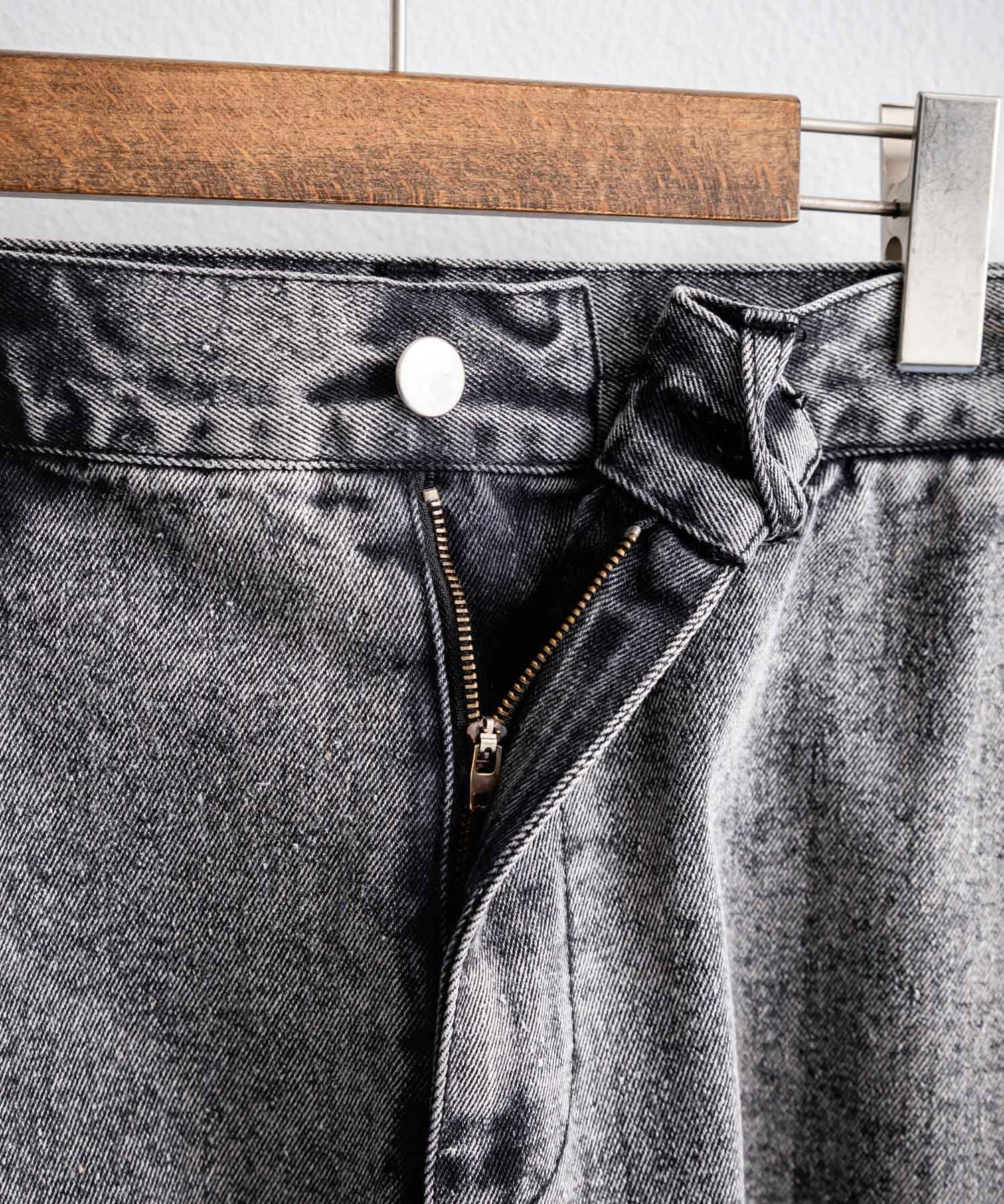 ケミカルウォッシュ オーバーダイ ワイドデニムカーゴハーフパンツ 15733