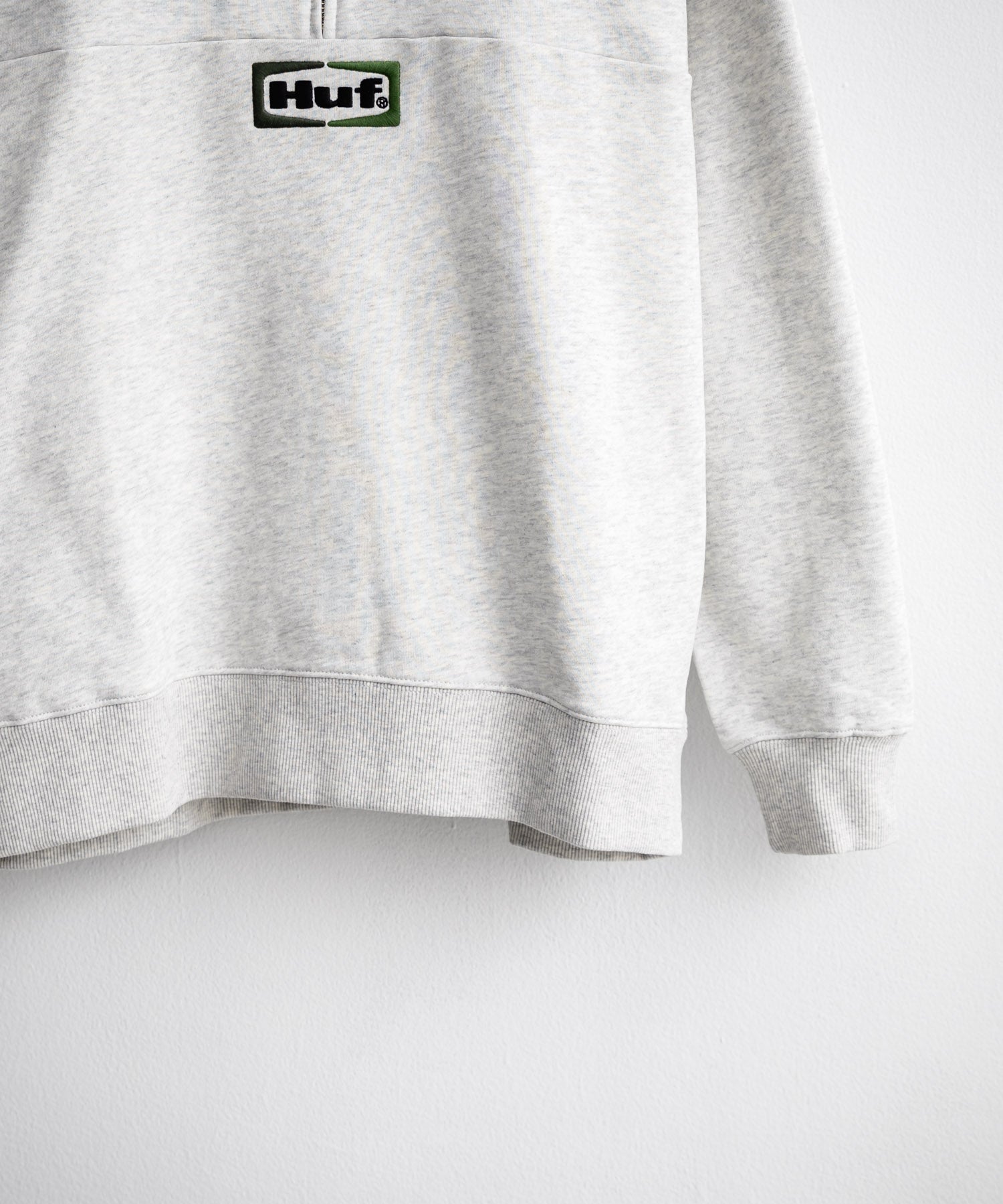 HUF ハフ SLATE QUARTER ZIP FLEECE オーバーサイズロゴ刺繍ハーフジップトレーナー