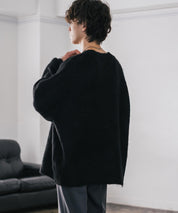 オーバーサイズウール混ミックス糸プルオーバーニットセーター 14548