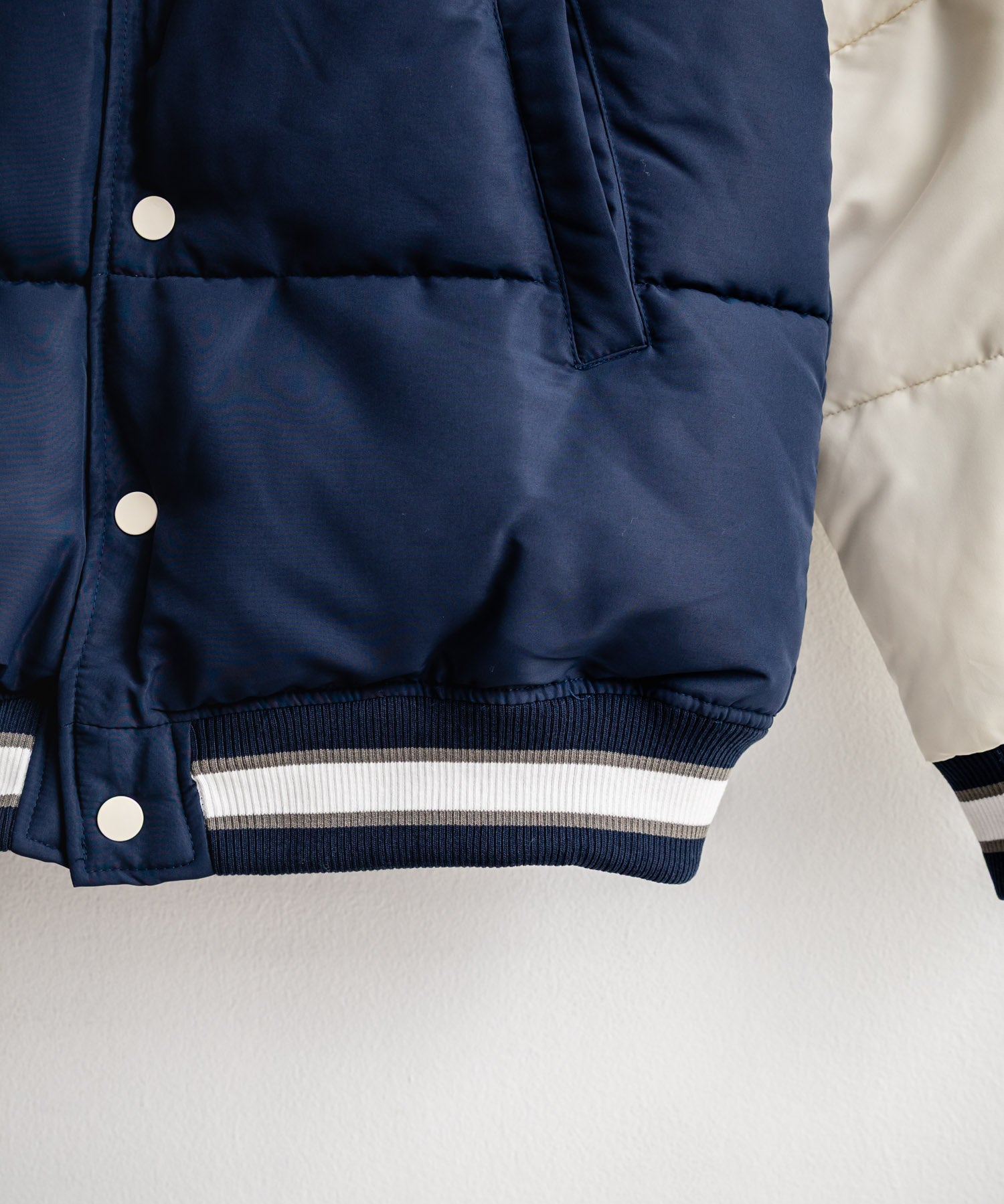 U.S. POLO ASSN. ユーエスポロアッスン PADDED VARSITY JACKET オーバーサイズワンポイントロゴ刺繍中綿スタジャン / 配色切替パデッドジャケット 14894