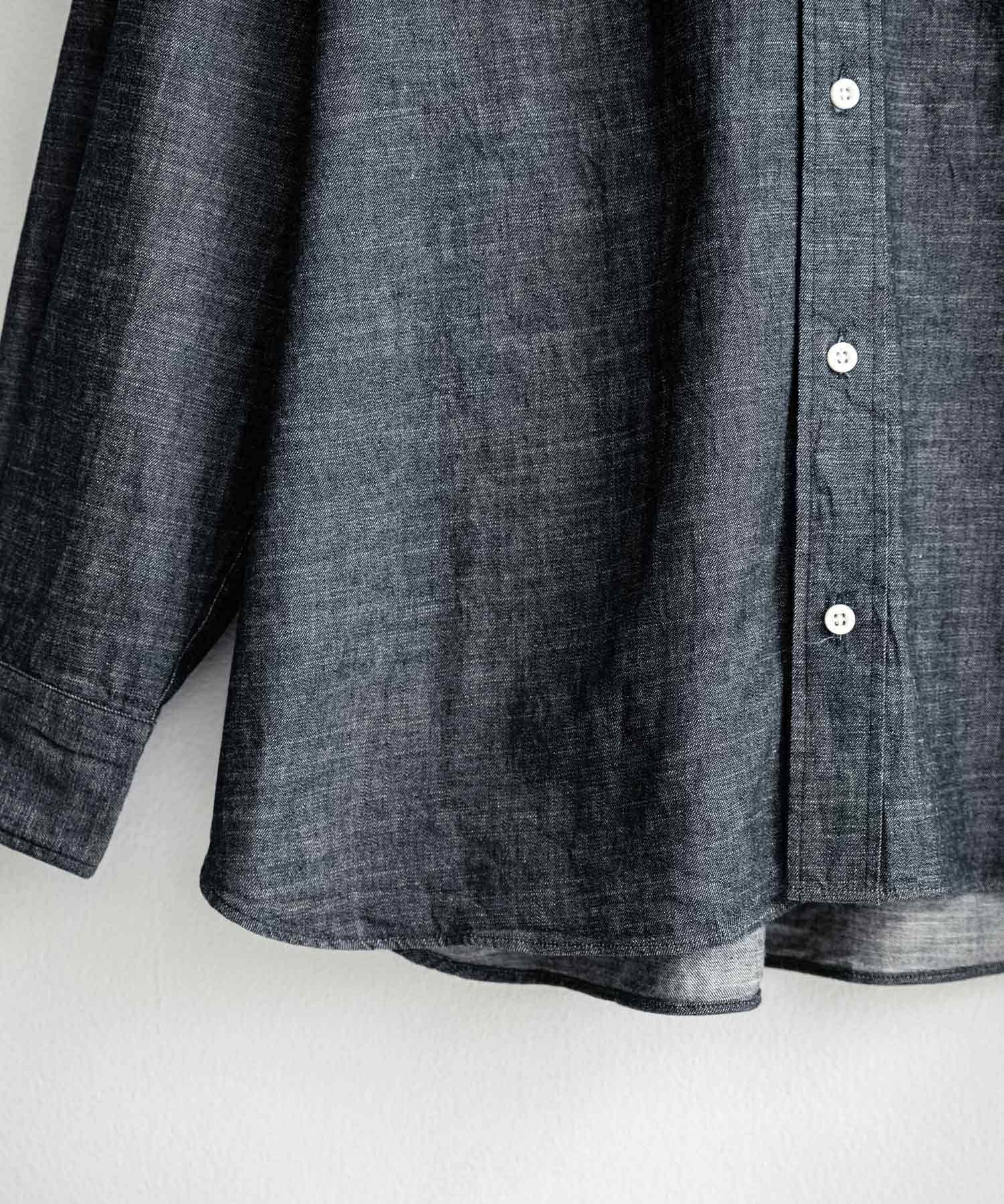 Upscape Audience アップスケープオーディエンス 日本製 国産 「備中備後」6オンスセルヴィッチ 白耳デニム釦ダウンボクシーAライン長袖シャツ AUD6703 15608