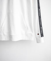 Champion チャンピオン オーバーサイズ袖ラインロゴ裏毛プルオーバーパーカー Mens Hooded Sweatshirt