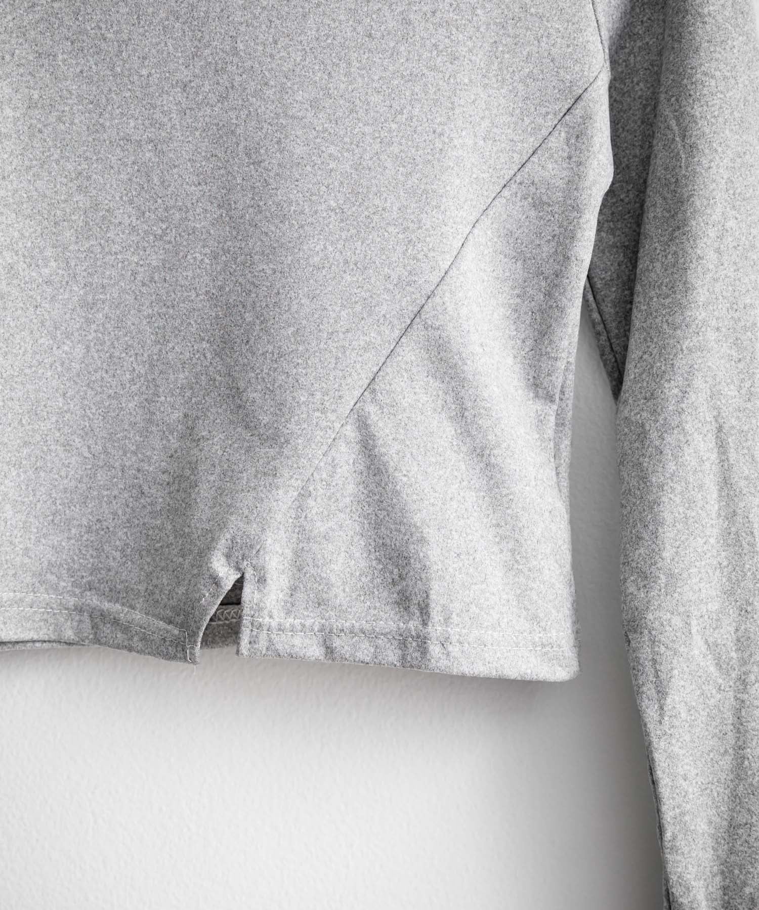 へそ出しショート丈 クロップド丈 切り替えロングTシャツ 14952