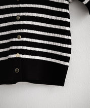 U.S. POLO ASSN. ユーエスポロアッスン W's ワンポイントロゴ刺繍ケーブル半袖カーディガン 無地/ボーダー 15899