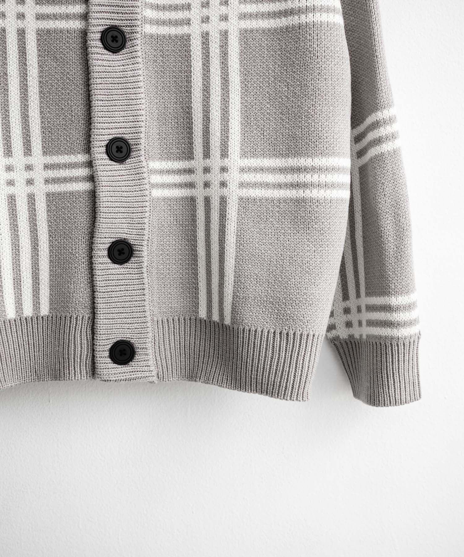 オーバーサイズ総柄Vネックボリュームニットカーディガン アーガイル柄 チェック柄 15484