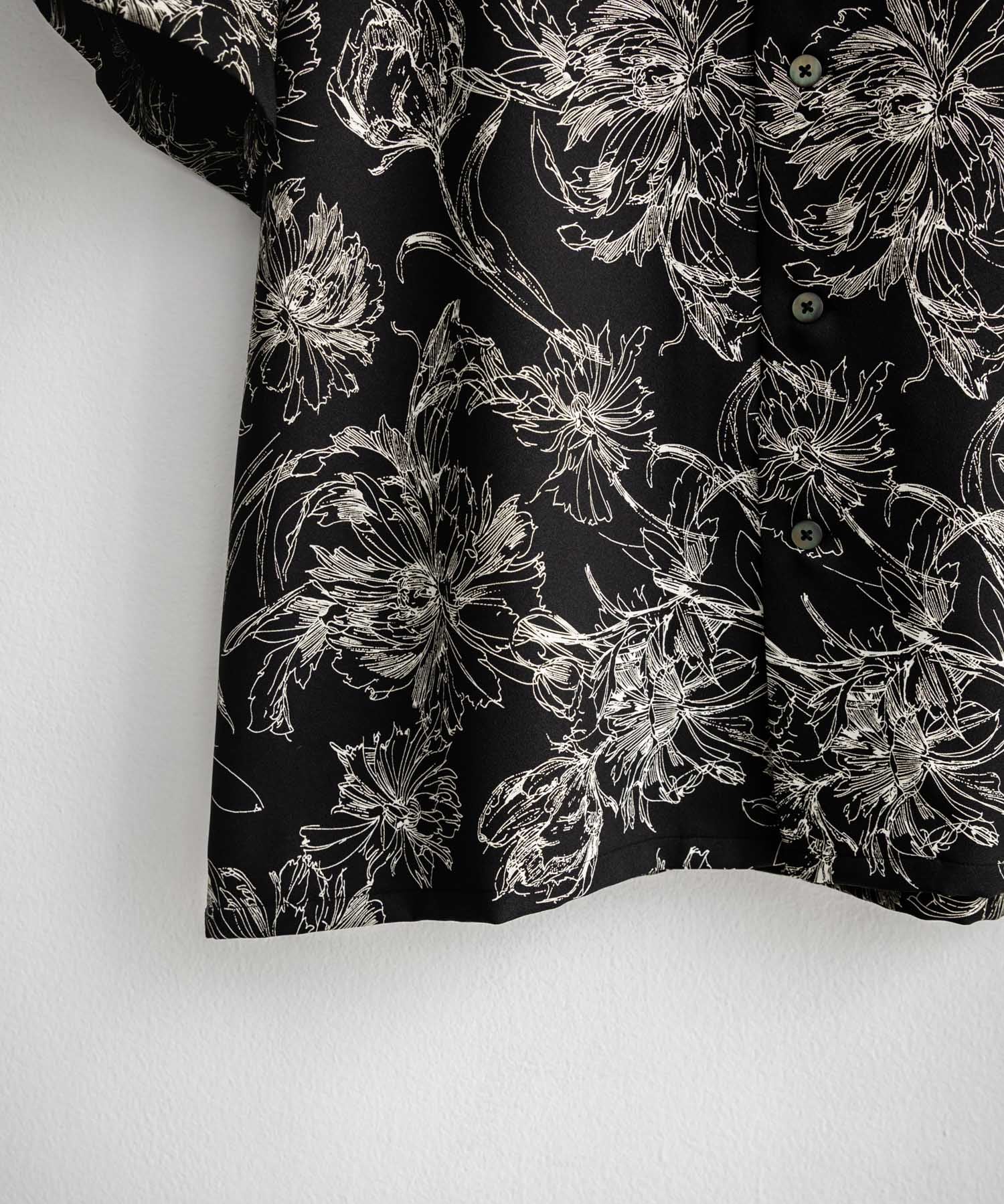 Upscape Audience アップスケープオーディエンス 日本製 国産 オーバーサイズ 丹後ライトアムンゼン 梨地 捺染マシンプリント半袖開襟シャツ AUD6608 14694