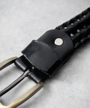 リアルレザー 本革 ラウンドスクエアバックルメッシュベルト 15729