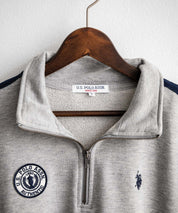 U.S. POLO ASSN. ユーエスポロアッスン half zip sweat shirt オーバーサイズ袖ラインワンポイントロゴ刺繍ハーフジップ裏毛スウェット 14862