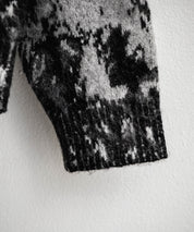 オーバーサイズ5Gジャガード編みアブストラクト柄クルーネックニットセーター 15193