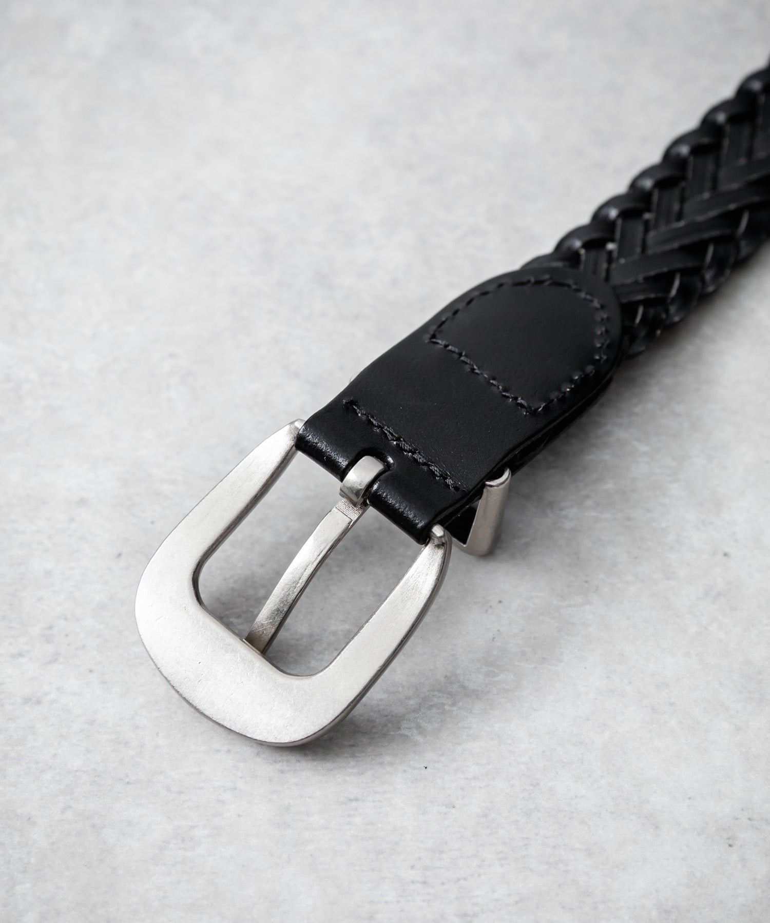 リアルレザー 本革 ラウンドバックルメッシュベルト 15731