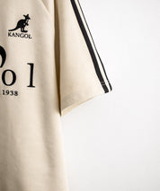 KANGOL カンゴール 別注コラボ オーバーサイズカットスエードワンポイントロゴ刺繍袖ライン半袖ゲームシャツ