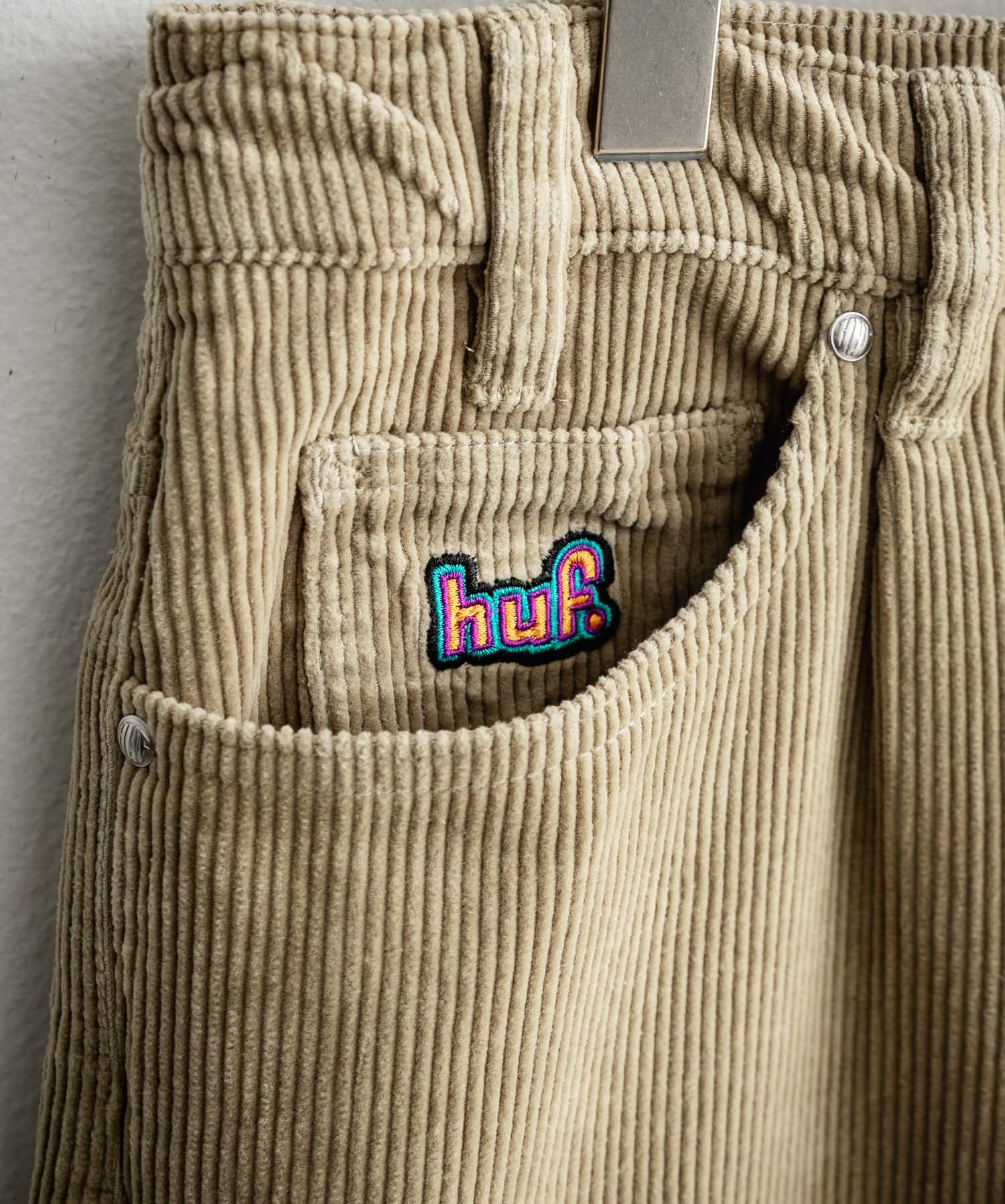 HUF ハフ CROMER CORDUROY PANT ワンポイントロゴ刺繍入りコーデュロイテーパードワイドパンツ 15060