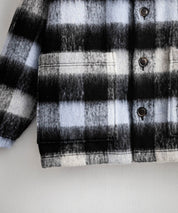 Upscape Audience アップスケープオーディエンス 日本製 国産 ECOLANA オーバーサイズシャギーチェックノーカラージャケット AUD7339 14897