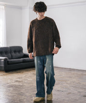 オーバーサイズウール混ミックス糸プルオーバーニットセーター 14548