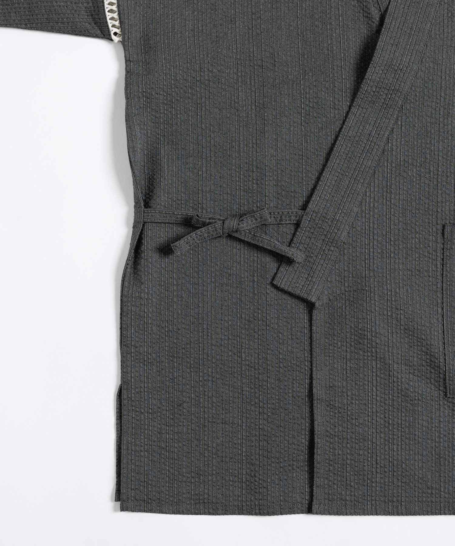 しじら織り甚平 上下セット 無地/ストライプ 14156