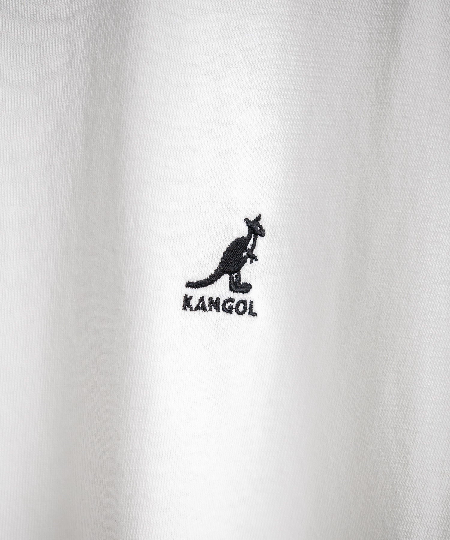 KANGOL 別注コラボ ワンポイントロゴ刺繍半袖クルーネックTシャツ 無地/リンガーネック