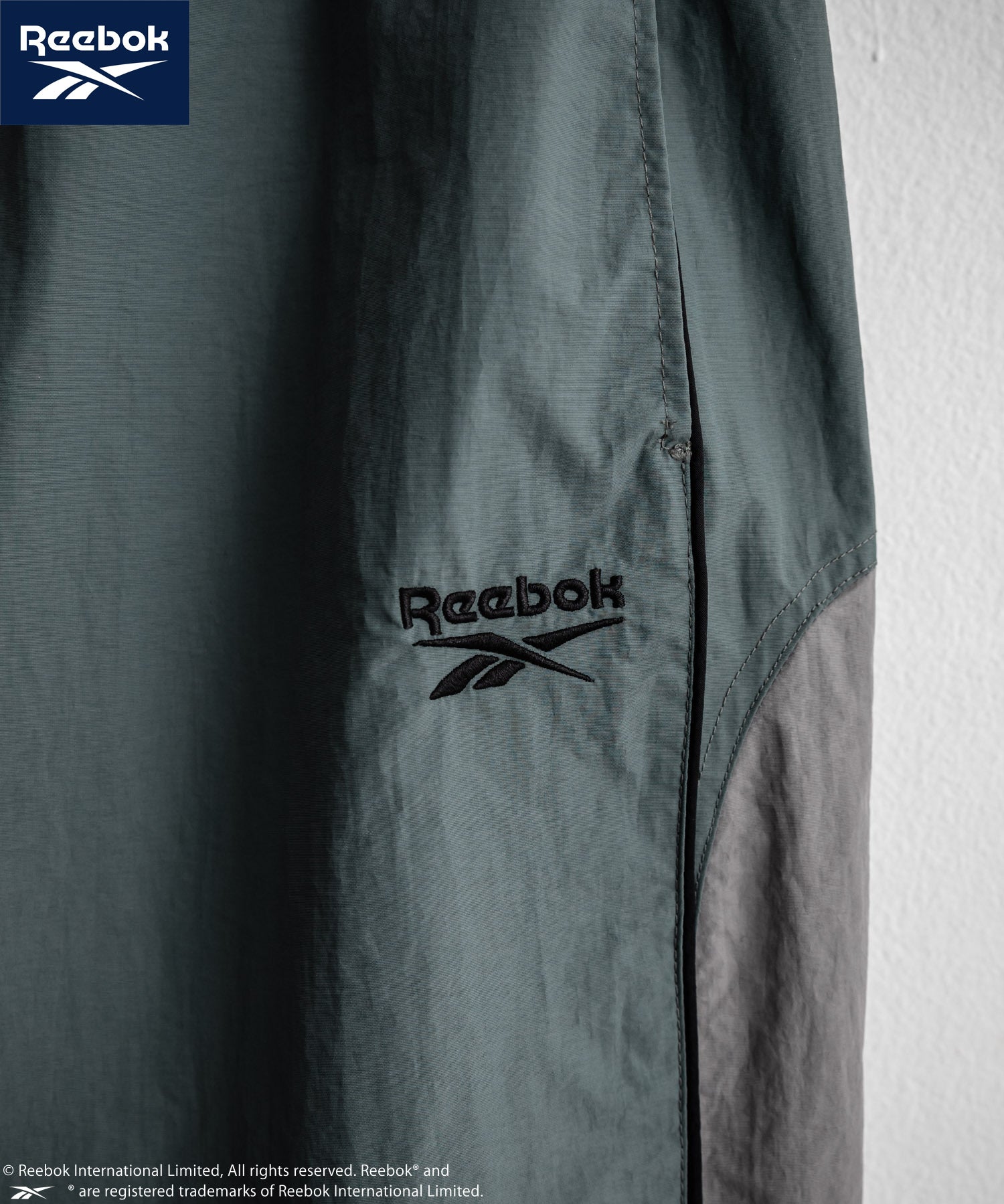 Reebok リーボック 裏メッシュロゴ刺繍パイピングイージーワイドパンツ 14869