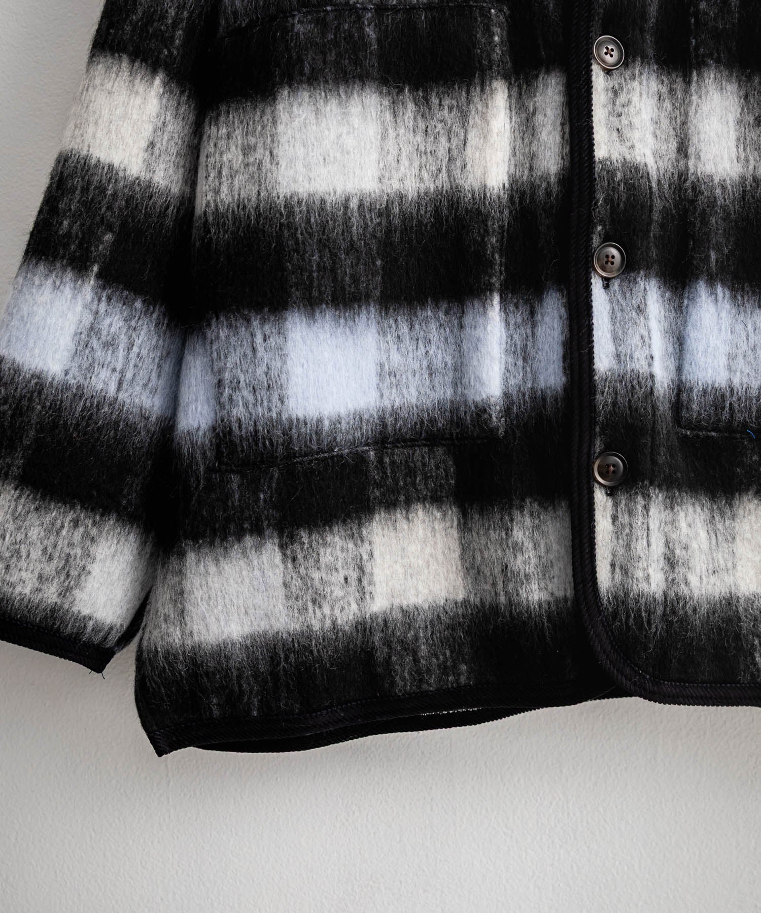 Upscape Audience アップスケープオーディエンス 日本製 国産 ECOLANAシャギーチェックスタンドオーバージャケット AUD7340 14898