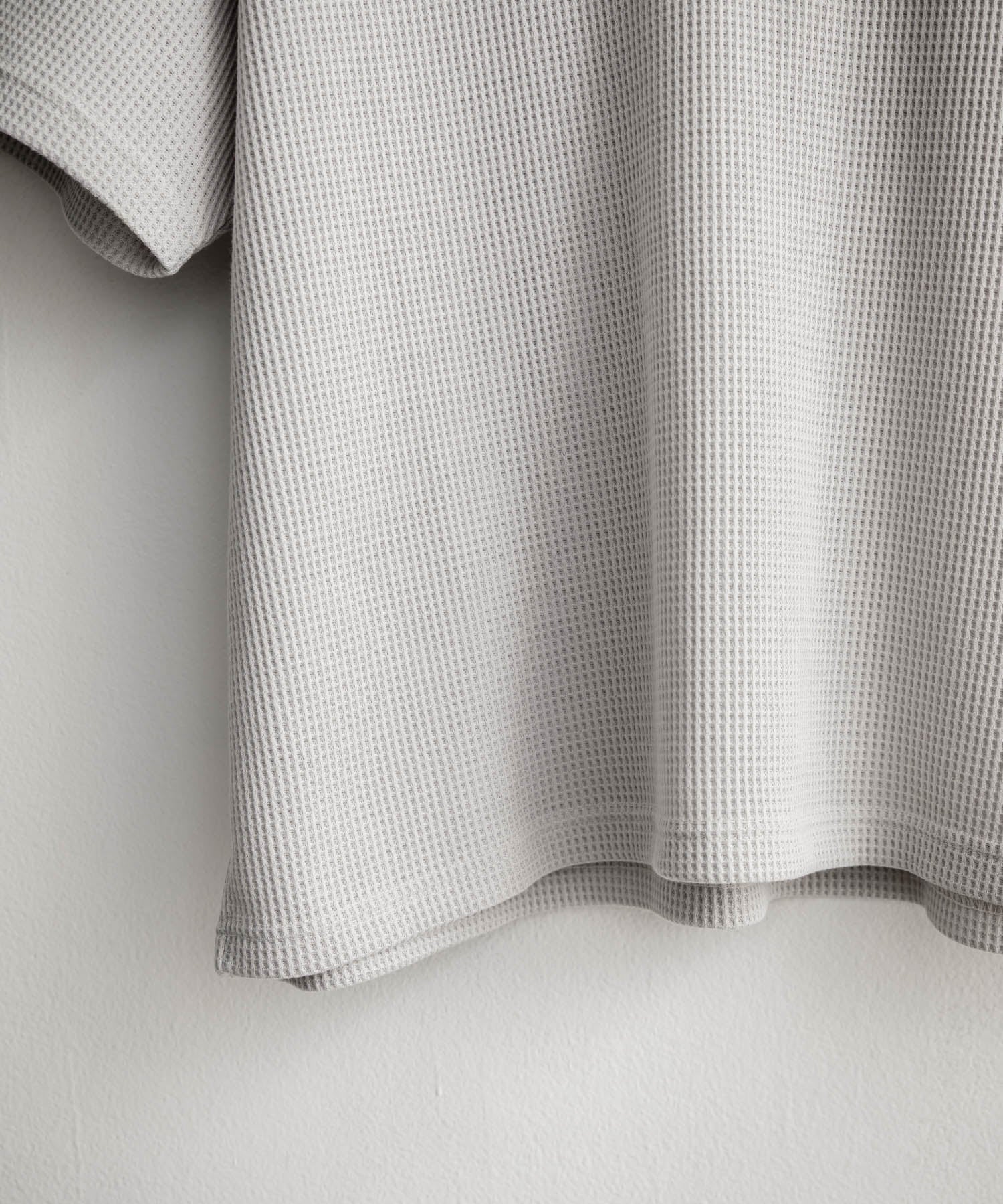 オーバーサイズ T/Cワッフルヘンリーネック半袖Tシャツ 15578