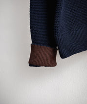 オーバーサイズ配色リブワッフルニットプルオーバーセーター	14546