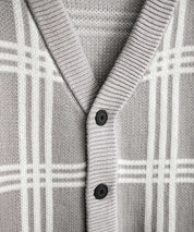 オーバーサイズ総柄Vネックボリュームニットカーディガン アーガイル柄 チェック柄 15484