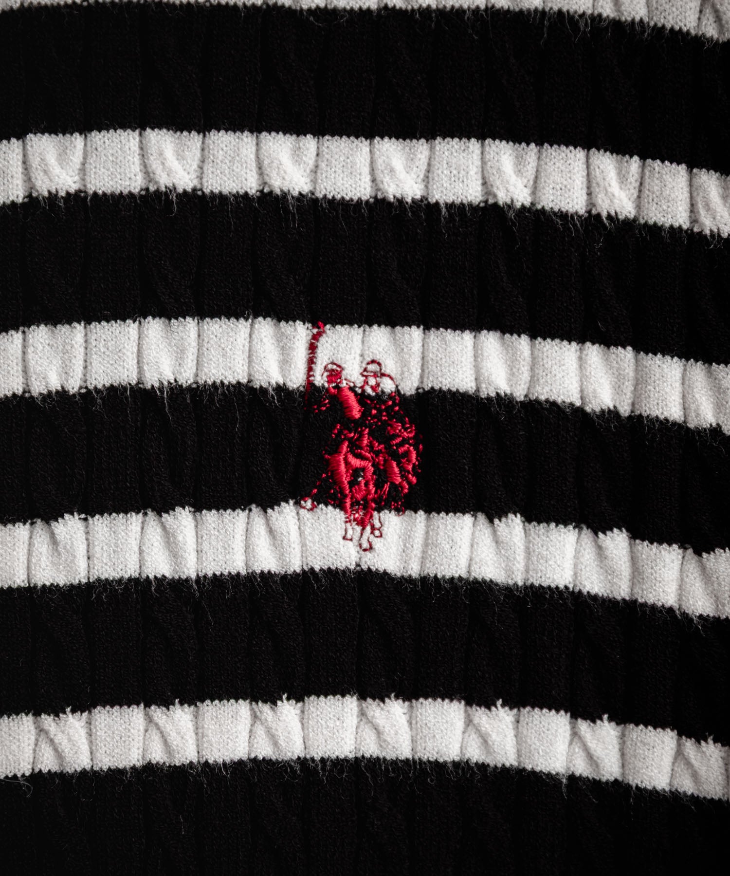 U.S. POLO ASSN. ユーエスポロアッスン W's ワンポイントロゴ刺繍ケーブル半袖カーディガン 無地/ボーダー 15899