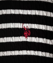 U.S. POLO ASSN. ユーエスポロアッスン W's ワンポイントロゴ刺繍ケーブル半袖カーディガン 無地/ボーダー 15899
