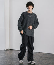 オーバーサイズウール混ミックス糸プルオーバーニットセーター 14548