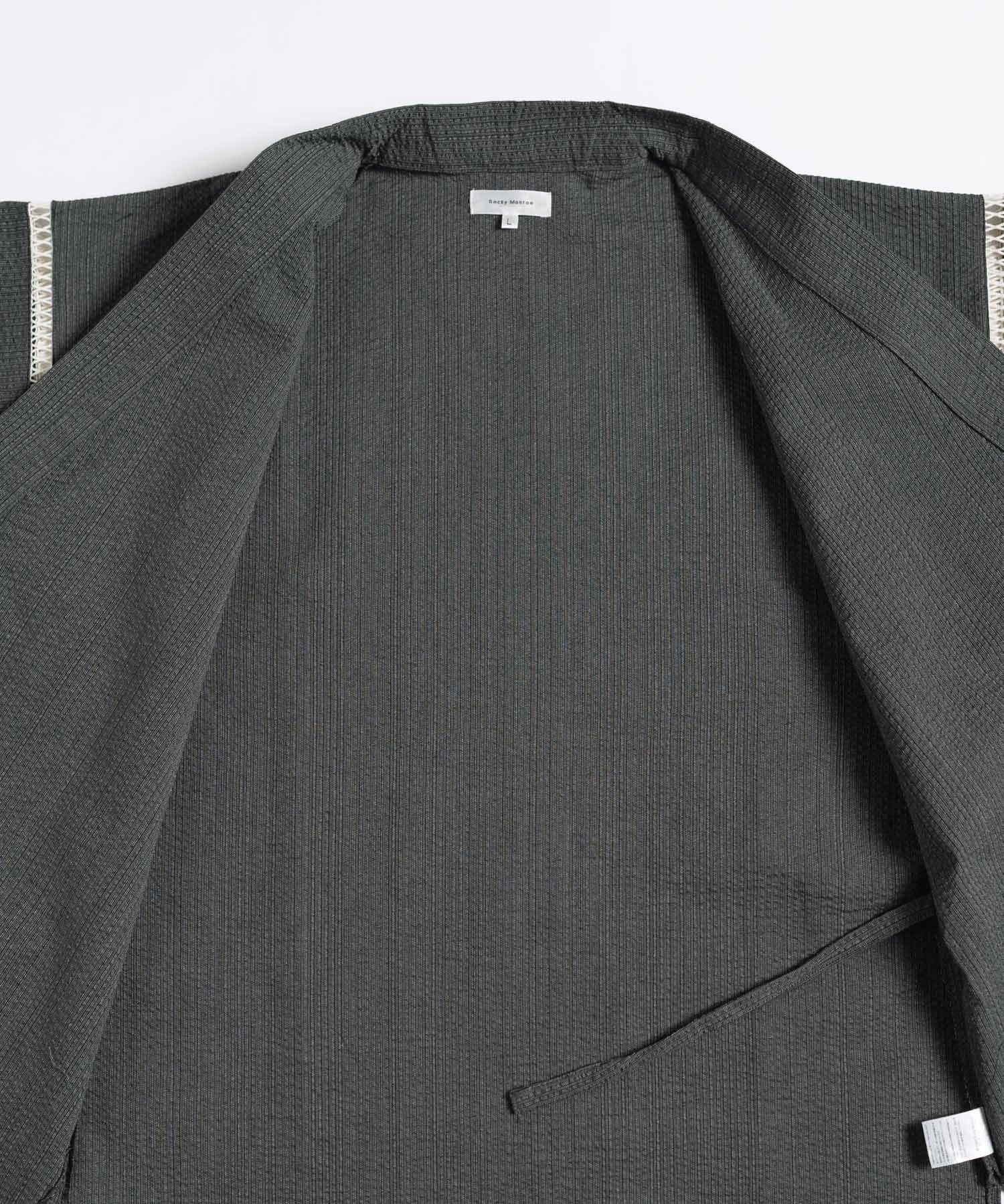 しじら織り甚平 上下セット 無地/ストライプ 14156