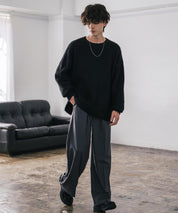 オーバーサイズウール混ミックス糸プルオーバーニットセーター 14548