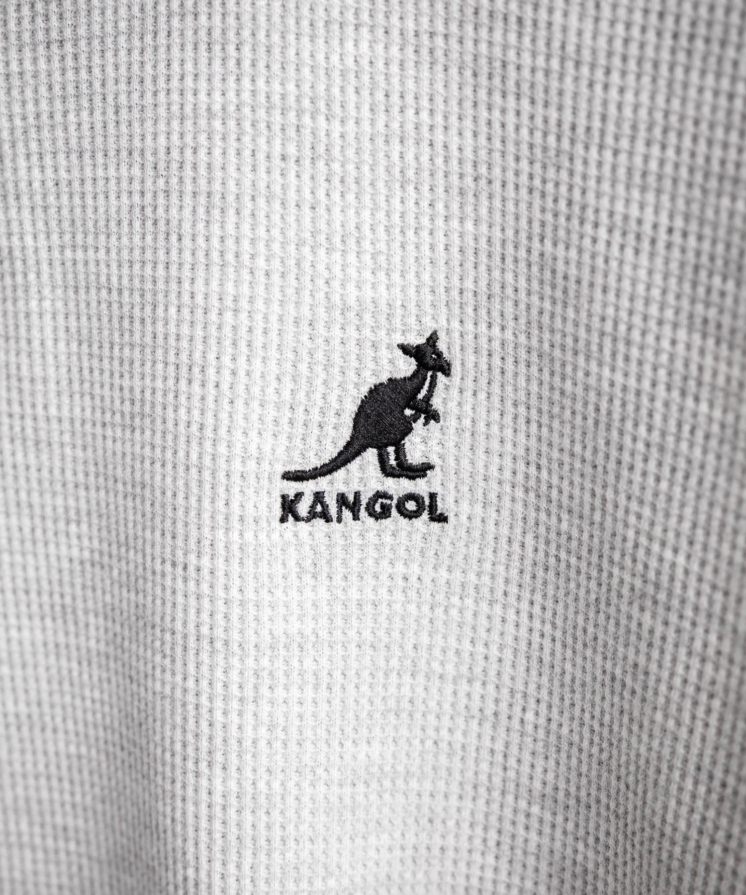 KANGOL カンゴール 別注コラボ オーバーサイズワッフルダブルラインワンポイントロゴ刺繍半袖ポロシャツ