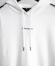 Champion チャンピオン オーバーサイズ袖ラインロゴ裏毛プルオーバーパーカー Mens Hooded Sweatshirt