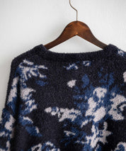 新色追加 フェザーヤーン オーバーサイズフラワー柄クルーネックニット 14031