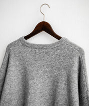 オーバーサイズ5Gウール混天竺ショート丈クルーネックニットセーター 15192