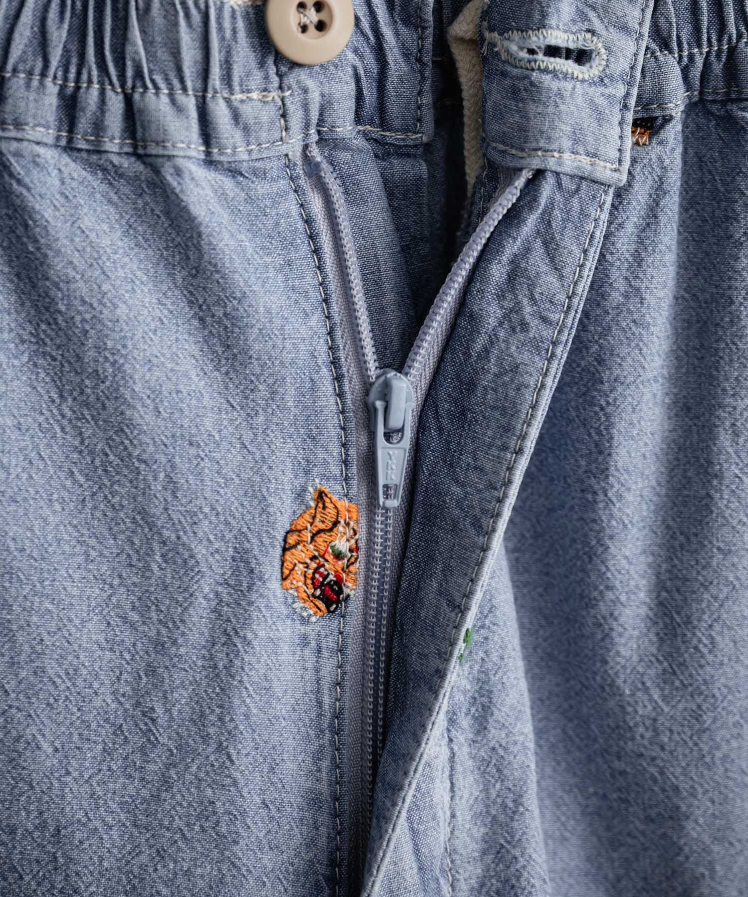 HOUSTON CHAMBRAY ALLOVER EMB EASY SHORTS シャンブレー総柄刺繍イージーショートパンツ 16180