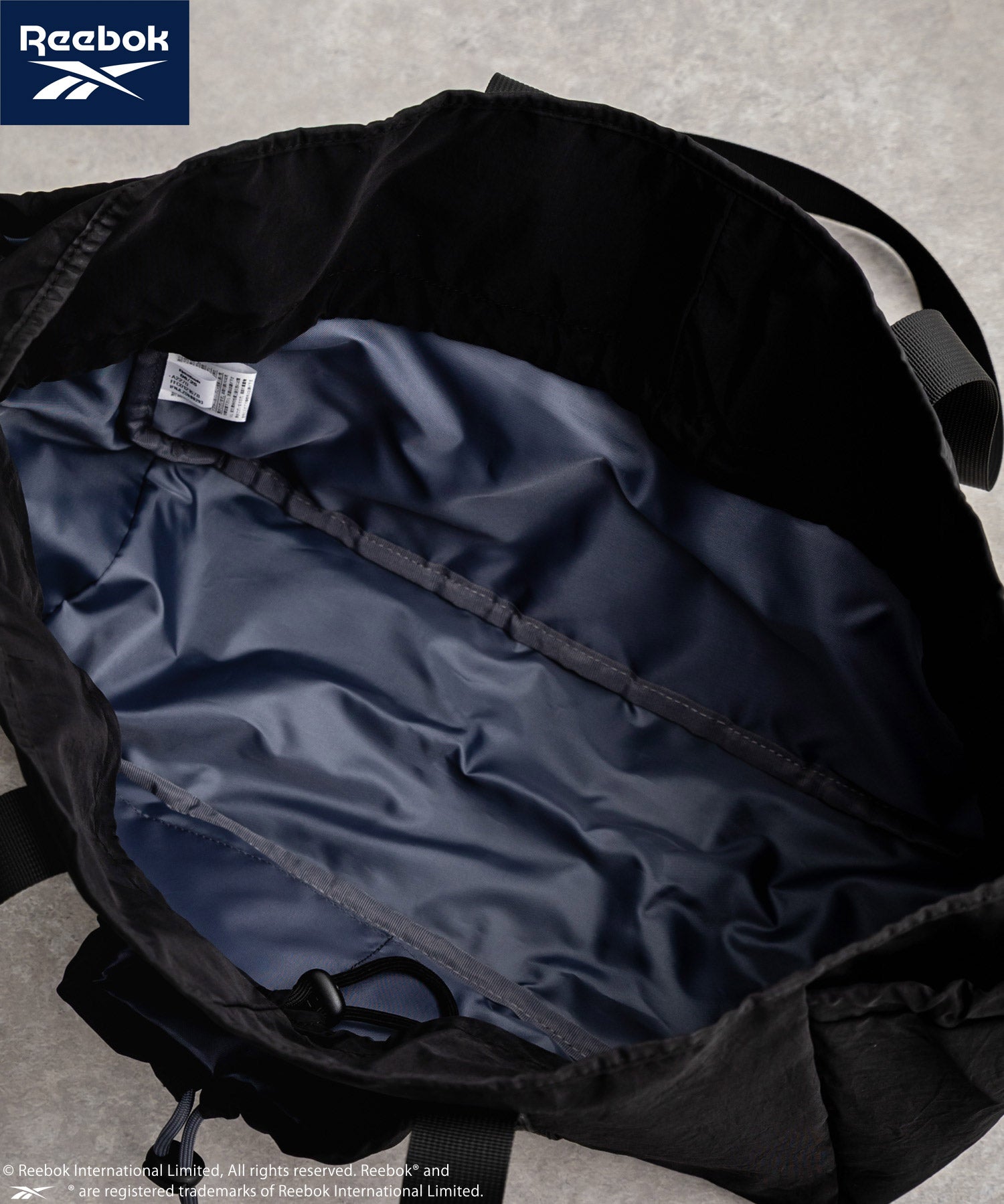 Reebok ドローストリングロゴ刺繍2WAYショルダートートナイロンバッグ 14842