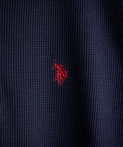 U.S. POLO ASSN. ユーエスポロアッスン サーマルワンポイントロゴ刺繍ヘンリーネック長袖Tシャツ/ワッフルカットソー 16110