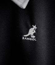KANGOL カンゴール 別注コラボ 鹿の子ハーフジップクレリックカラー/オーバーサイズロゴ刺繍半袖ポロシャツ