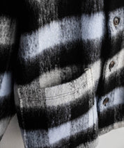 Upscape Audience アップスケープオーディエンス 日本製 国産 ECOLANA オーバーサイズシャギーチェックノーカラージャケット AUD7339 14897