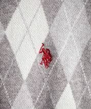 U.S. POLO ASSN. ユーエスポロアッスン W's ワンポイントロゴ刺繍アーガイル柄襟付き長袖ニットカーディガン 16457