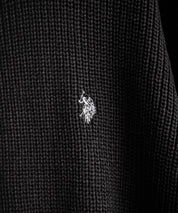U.S. POLO ASSN. ユーエスポロアッスン 別注コラボ オーバーサイズワンポイントロゴ刺繍畦編みクルーネック長袖ニットセーター 14768