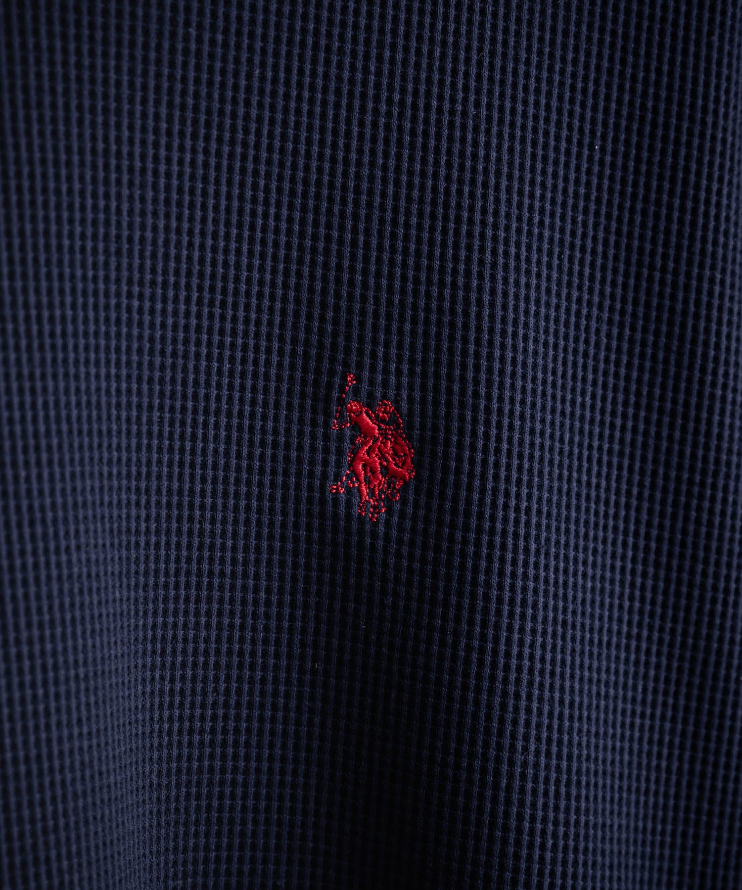 U.S. POLO ASSN. ユーエスポロアッスン サーマルワンポイントロゴ刺繍クルーネック長袖Tシャツ/ワッフルカットソー 16109