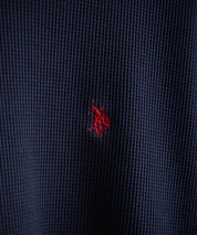 U.S. POLO ASSN. ユーエスポロアッスン サーマルワンポイントロゴ刺繍クルーネック長袖Tシャツ/ワッフルカットソー 16109