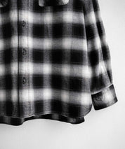Upscape Audience アップスケープオーディエンス 日本製国産コットンソフトフランネルオンブレチェックWポケボクシーAライン長袖シャツ AUD6763 16398